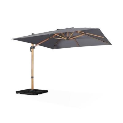 SWEEEK Parasol gris 3x3m structure effet bois + 4 dalles