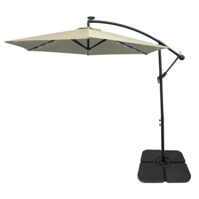  Parasol cr&egrave;me 3m avec led's int&eacute;gr&eacute;s avec base carr&eacute;e 210100 