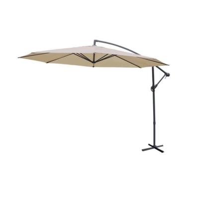 SWEEEK Parasol d&eacute;port&eacute; &Oslash;350cm - Hardelot - Beige - structure anthracite, manivelle anti-retour