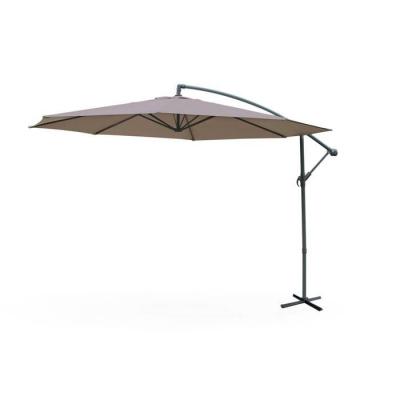 SWEEEK Parasol d&eacute;port&eacute; &Oslash;350cm - Hardelot - Taupe - structure anthracite, manivelle anti-retour
