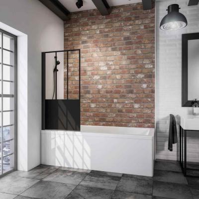 Pare-baignoire 80 x 140 cm Schulte paroi de baignoire 1 volet pivotant verre transparent anticalcaire version gauche