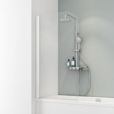 Pare-baignoire pivotant 1 volet, 80 x 140 cm, verre transparent 5 mm, profil&eacute; blanc, Schulte Capri