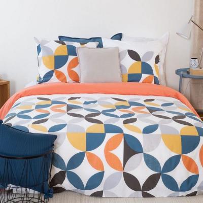 Housse de couette 220x240 + 2 taies d'oreiller 63x63 coton prune