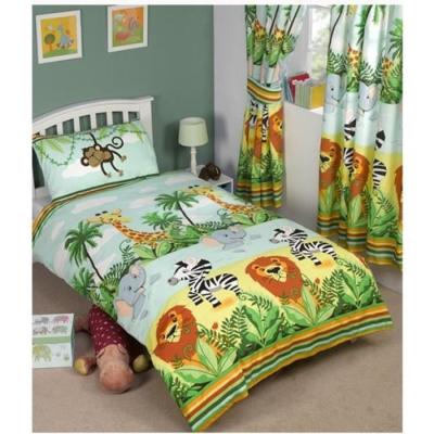 DIVERSE Parure de lit Jungle safari Housse de couette et taie 1 personne