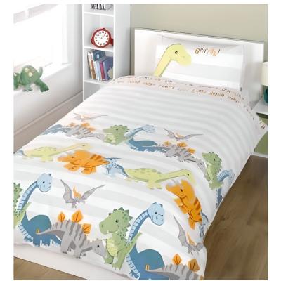 DINOSAURS Parure de lit Dinosaures fond blanc 135 cm x 200 cm - Multicolor