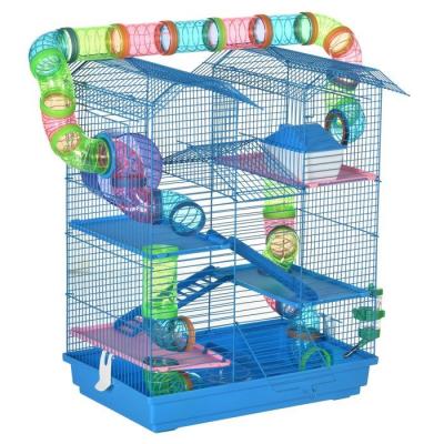 PAWHUT Cage pour Hamster Souris Petit Animaux Rongeur 47 x 30 x 59 cm Bleu