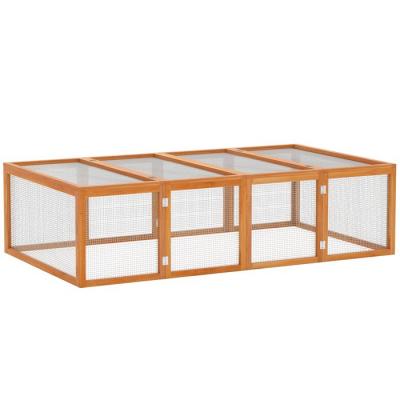 PAWHUT Clapier cage &agrave; lapins ext&eacute;rieur int&eacute;rieur pliable 2 portes sup&eacute;rieures pin