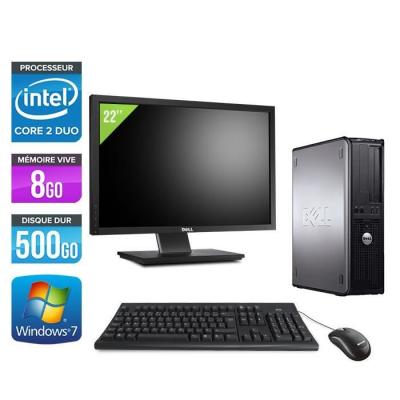 DELL Ordinateur  Optiplex 780 Desktop + Ecran 22'' - Gris - Intel Core 2 Duo E7500 / 2.93 GHz - RAM 8Go - HDD 500 Go - DVD - Gigabit Ethernet - Windows 7 Professionnel 