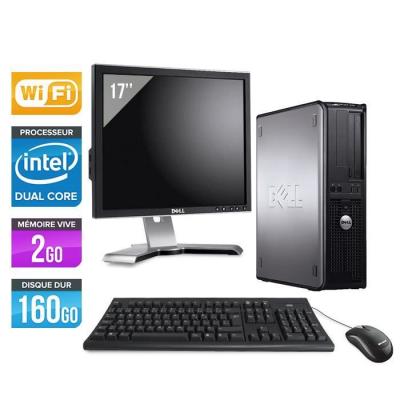 DELL Ordinateur  Optiplex 760 Desktop + Ecran 17'' - Gris - Intel Core Duo E5200 / 2.5 GHz - RAM 2 Go - HDD 160 Go - DVD - Gigabit Ethernet - Wifi - Windows Vista Professionnel 