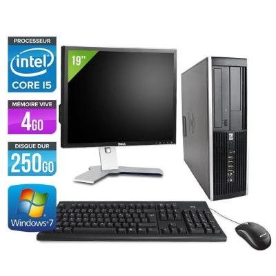 HP Pc  Elite 8200 SFF + Ecran 19'' - Noir - Intel Core i5-2400 / 3.10 GHz - RAM 4 Go - HDD 250 Go - DVD - Gigabit Ethernet - Windows 7 Professionnel 