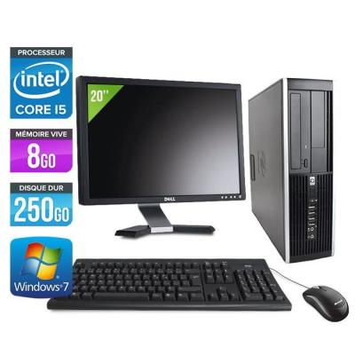 HP Pc de bureau  Elite 8200 SFF + Ecran 20'' - Noir - Intel Core i5-2400 / 3.10 GHz - RAM 8 Go - HDD 250 Go - DVD - Gigabit Ethernet - Windows 7 Professionnel 