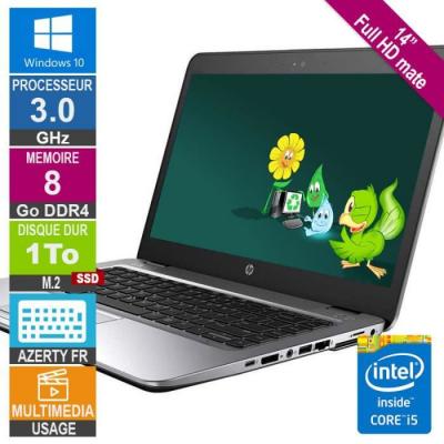 HP PC Portable 14  EliteBook 840 G3 Core i5 3GHz 8Go/1To SSD W10 AZERTY FR R&eacute;tro 