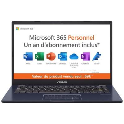ASUS  Ordinateur Portable VivoBook 14 E410 14 Intel Pentium N5030 128 GB eMMC AZERTY