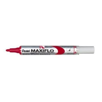 PENTEL C/12 Rotulador Pizarra Rojo Maxiflo Punta Conica 