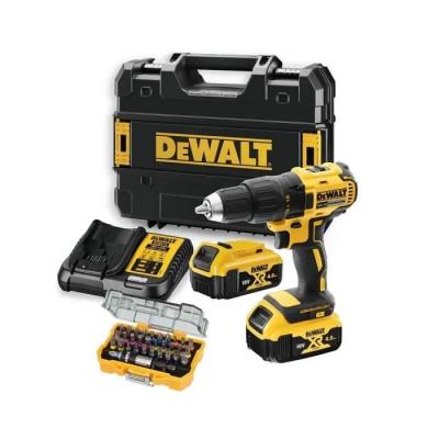 DEWALT Perceuse visseuse  18V XR - 2 batteries 4.0 Ah Li-Ion + chargeur + coffret + Coffret d'embouts - DCD777M2TA