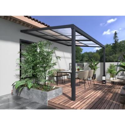 VENTE UNIQUE Pergola adoss&eacute;e avec toit coulissant - 12m&sup2; - anthracite - IZEDA