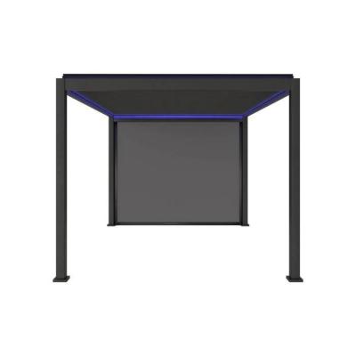 SWEEEK Pergola bioclimatique &eacute;lectrique 3x4m. aluminium. &agrave; lames orientables avec &eacute;clairage LED + store 3m
