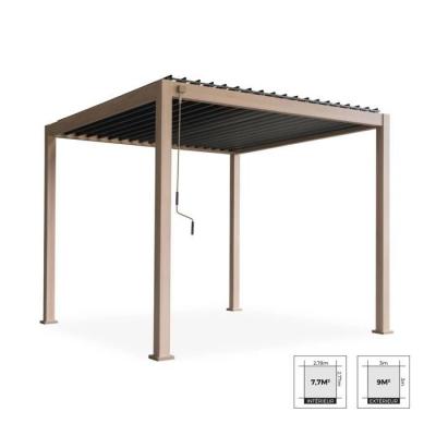 SWEEEK Pergola bioclimatique aluminium coloris bois Triomphe 3x3 m lames orientables 