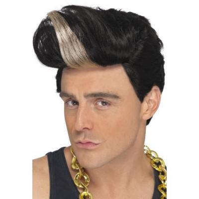SMIFFYS  Perruque rappeur des ann&eacute;es 90, noire, perruque banane avec m&egrave;ches