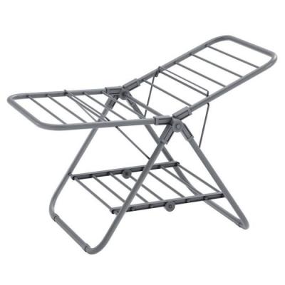 SONGMICS Petit &eacute;tendoir &agrave; linge s&eacute;choir pliable &agrave; 2 niveaux gris tourterelle