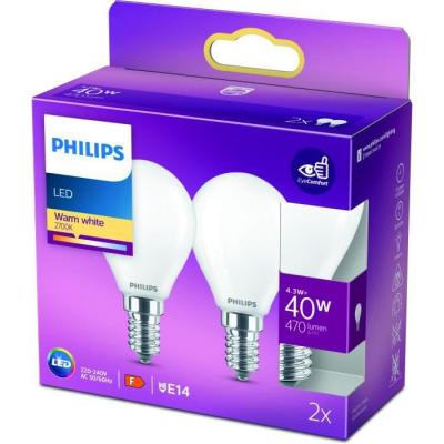 PHILIPS  ampoule goutte LED E14 4,3W 2700K opale x2