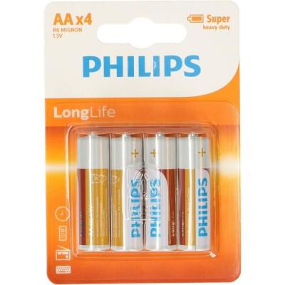 PHILIPS LongLife R6L4B - Batterie 4 x type AA - Carbon Zinc