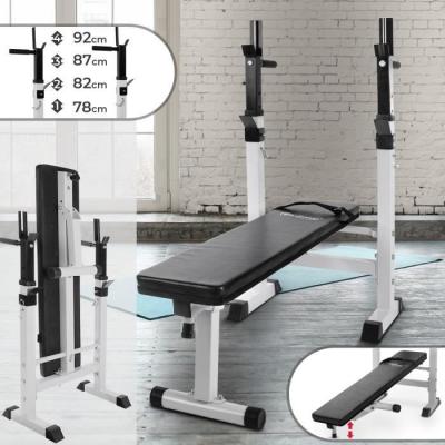 PHYSIONICS Nova - Banc de remise en forme avec support de barreau r&eacute;glable et charge pliante max 200 kg