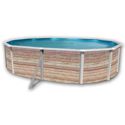 TOI  - Kit piscine hors-sol acier pinus ovale 5.50 x 3.66 x 1.20m d&eacute;cor bois