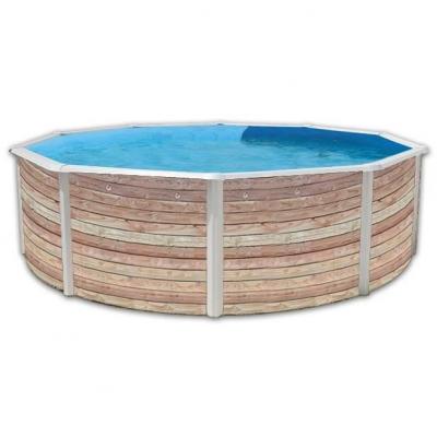 TOI Kit Piscine Hors-sol Acier  Pinus Ronde D&eacute;coration Bois 4.60m X 1.20m 