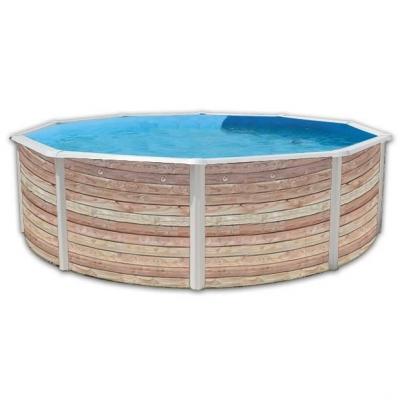 TOI Kit Piscine Hors-sol Acier  Pinus Ronde D&eacute;coration Bois 6.40m X 1.20m 