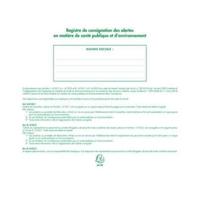EXACOMPTA Piq&ucirc;re Registre De Consignation Des Alertes 24x32cm