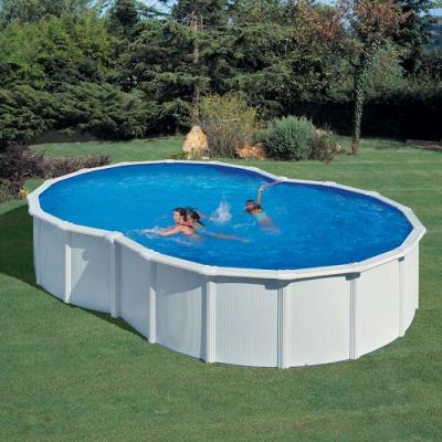 GRE Piscine acier blanc Varadero en huit 5,00 x 3,40 x 1,20 m - Gr&eacute;