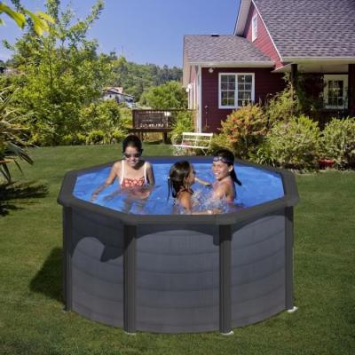 GRE GR&Eacute; - Piscine ronde acier Louko gris anthracite - &Oslash;2,66m x h 1,22m