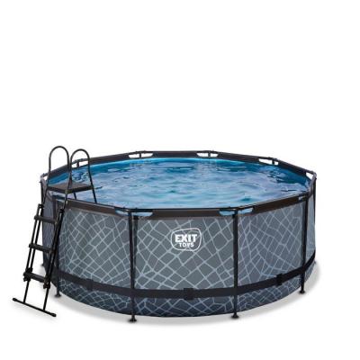 EXIT TOYS EXIT Piscine tubulaire ronde Stone pompe filtrante &oslash;3,6x1,22 m, gris