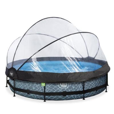 EXIT TOYS Piscine diametre 360x76cm (12v) stone grise + boitier