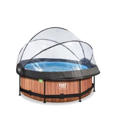 EXIT Piscine couverte wood 244x76cm avec pompe filtrante - marron