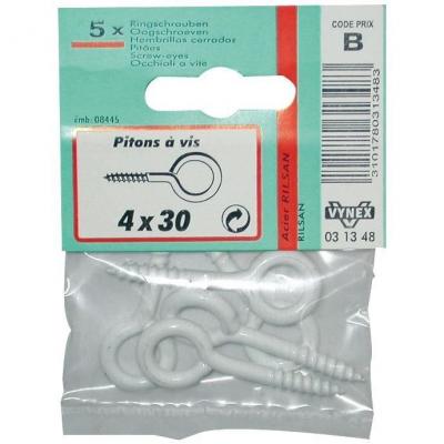 VYNEX  Piton &agrave; vis rilsanis&eacute; Blanc 4.5x35 SC x4
