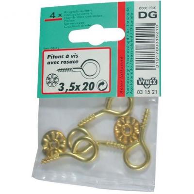 VYNEX Piton - acier laitonn&eacute; avec rosace - 4x30 mm
