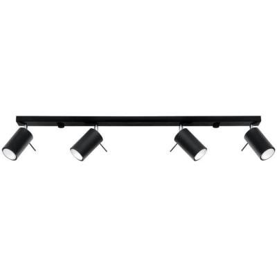 SOLLUX LIGHTING Plafonnier design 4 lampes align&eacute;es RANDY - acier - noir