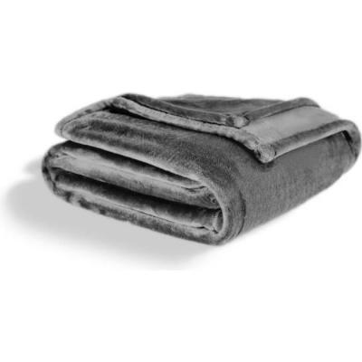 MELLO Plaid flanelle douceur gris fonc&eacute; 220x240cm