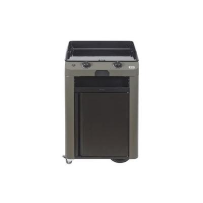 ENO Plancha &agrave; gaz 2 br&ucirc;leurs sur chariot Combo FUSION 60 Gris cargo - 