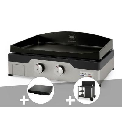 LE MARQUIER Plancha gaz Signature Allure 260 Duo + Couvercle de protection + Desserte
