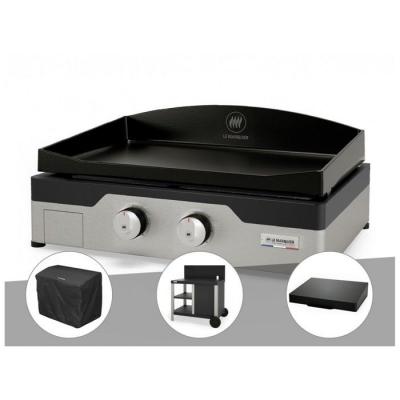 LE MARQUIER Plancha gaz Signature Allure 260 Duo + Housse de protection + Chariot + Couvercle de protection