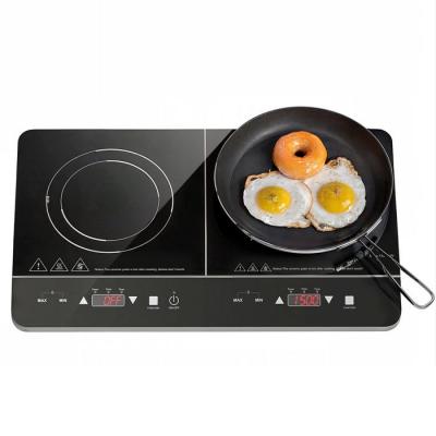 HOMCOM Plaque &agrave; induction portable 2 feux 3500w plaque de cuisson induction mobile r&eacute;glable noir 