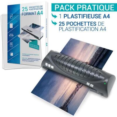  Plastifieuse A4 A5 A6 A7 avec 25 pochettes A4 