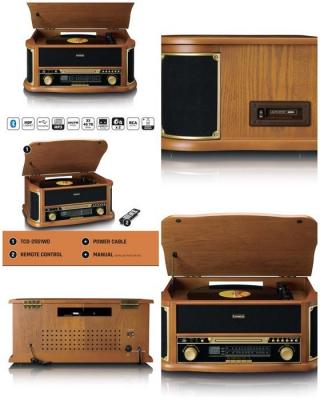 LENCO Platine Disque Vinyle - RETRO - TCD-2551WD - Bluetooth 5.0 - Radio - Lecteur CD - Vintage