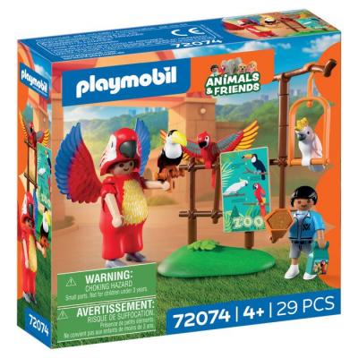 Playmobil 72074 Zoo : Mascotte perroquet color&eacute; & enfant