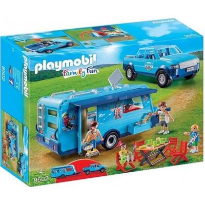 Playmobil Family Fun 9502 - Famille Avec Voiture Et Caravane