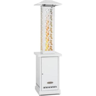 Heat Hunter- Po&ecirc;le de terrasse &agrave; granules 12,2 kW , port&eacute;e 2 m , roulettes - inox blanc