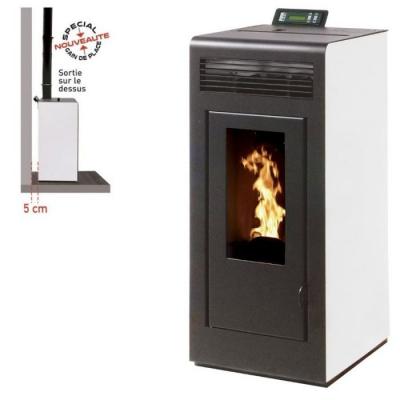 INTERSTOVES Po&ecirc;le &agrave; granules MARINA 13KW Etanche sortie dessus + Conduit 80/125 - Blanc